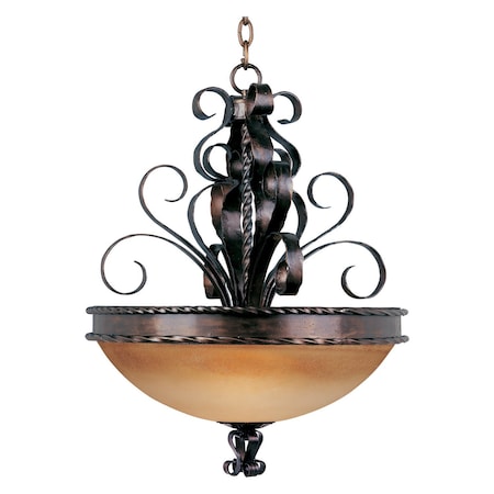 Maxim Three Light Oil Rubbed Bronze Vintage Amber Glass Up Pendant 20606VAOI
